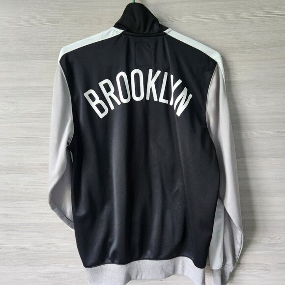 Brooklyn Nets New York NBA Basketball Large Black White Zip Up Athletic Jacket - Picture 1 of 16
